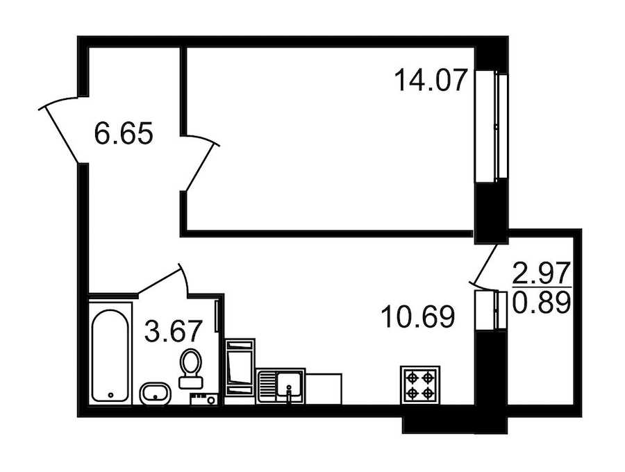 Однокомнатная квартира в : площадь 38.05 м2 , этаж: 10 – купить в Санкт-Петербурге