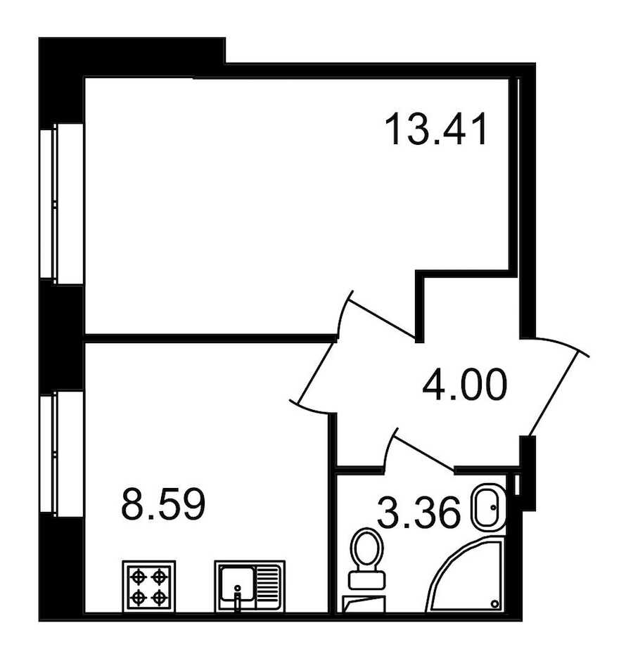 Однокомнатная квартира в : площадь 29.36 м2 , этаж: 1 – купить в Санкт-Петербурге