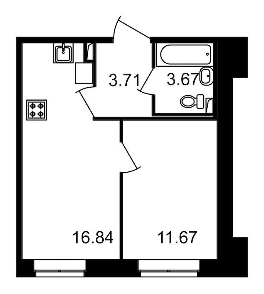 Однокомнатная квартира в : площадь 35.89 м2 , этаж: 1 – купить в Санкт-Петербурге
