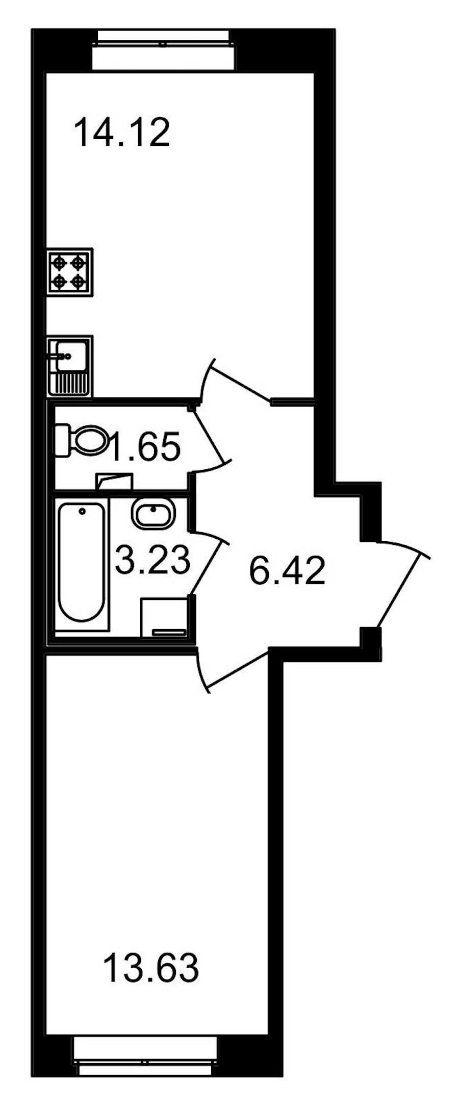 Однокомнатная квартира в : площадь 39.05 м2 , этаж: 1 – купить в Санкт-Петербурге