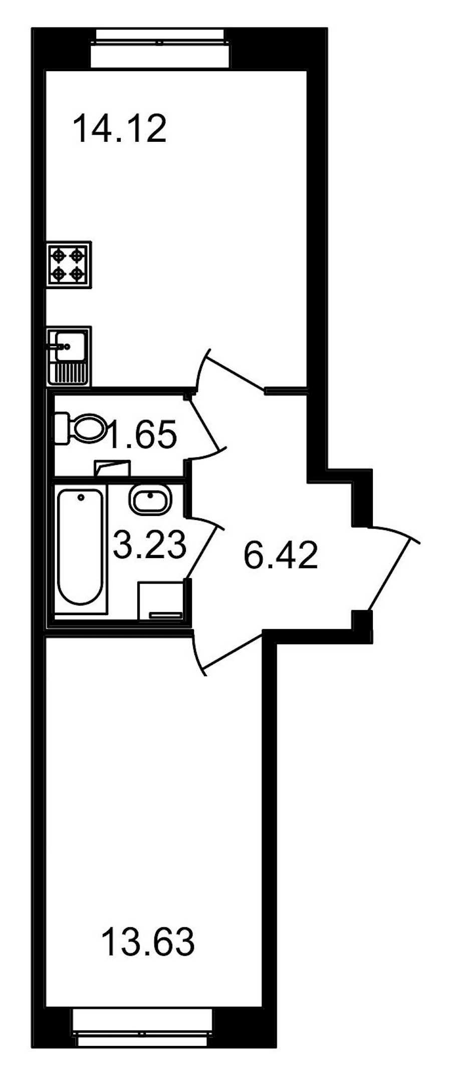 Однокомнатная квартира в : площадь 39.05 м2 , этаж: 1 – купить в Санкт-Петербурге