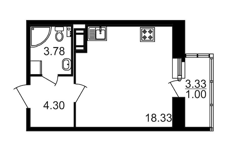 Студия в : площадь 29.74 м2 , этаж: 5 - 6 – купить в Санкт-Петербурге