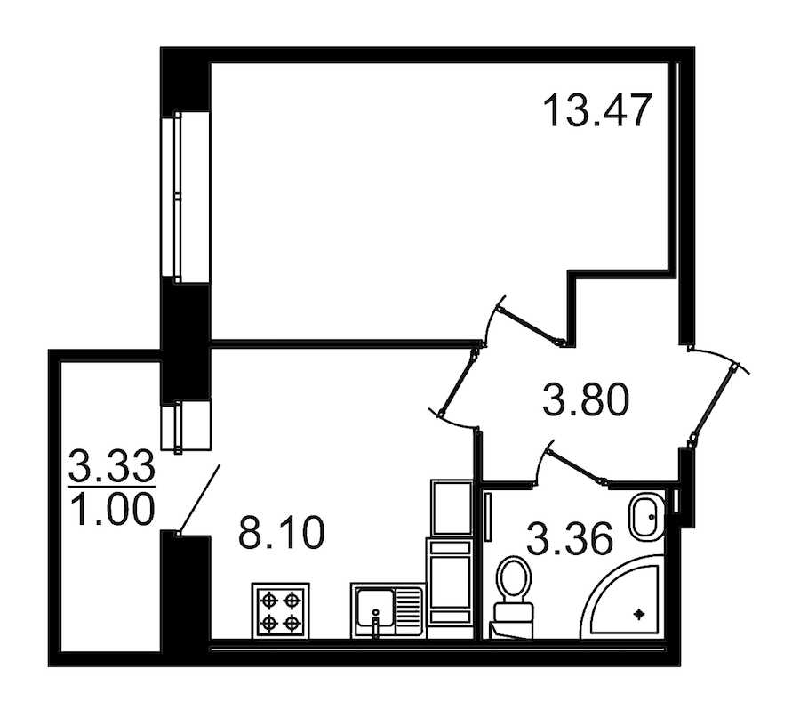 Однокомнатная квартира в : площадь 32.06 м2 , этаж: 9 – купить в Санкт-Петербурге