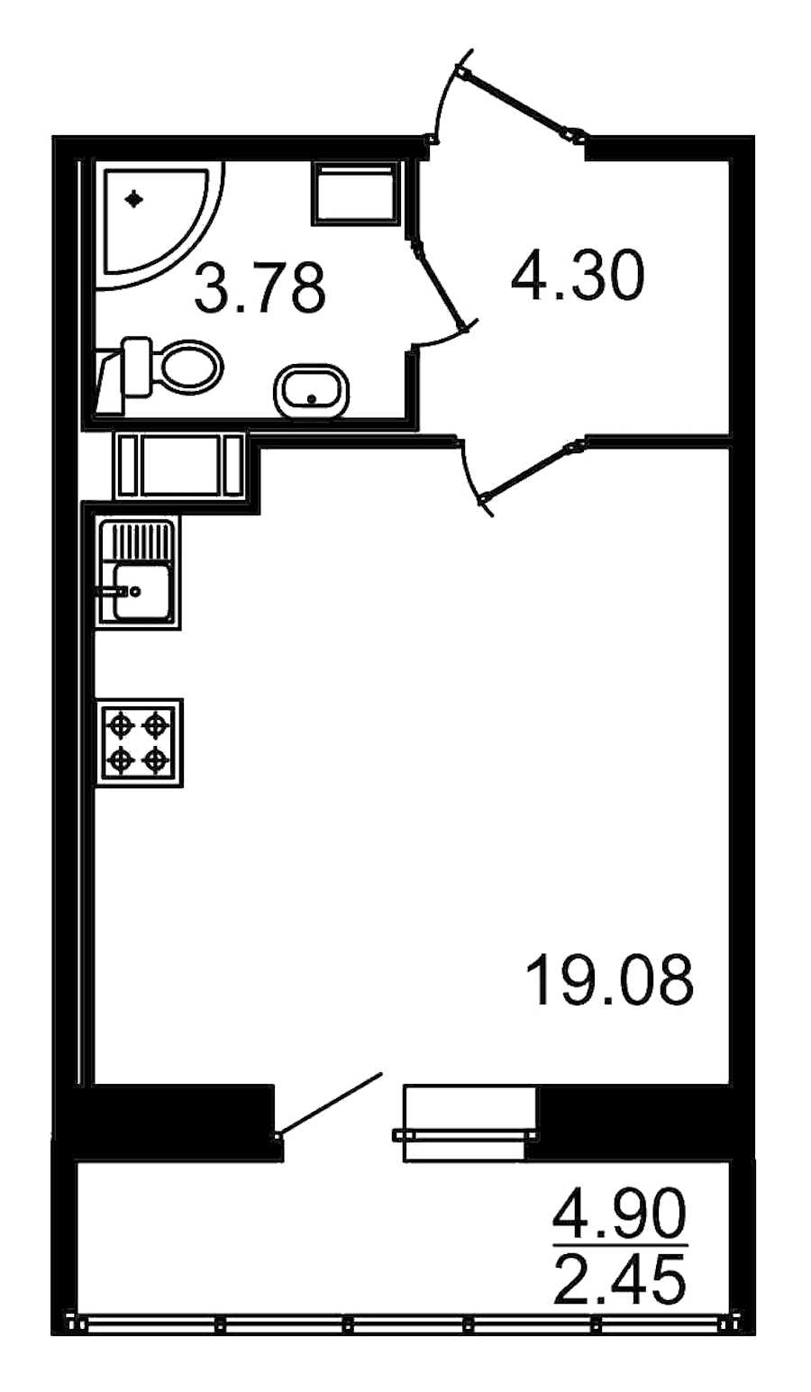 Студия в : площадь 32.06 м2 , этаж: 2 - 3 – купить в Санкт-Петербурге