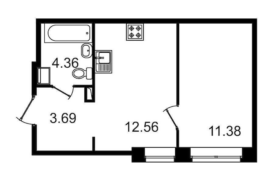 Однокомнатная квартира в : площадь 28.71 м2 , этаж: 1 – купить в Санкт-Петербурге