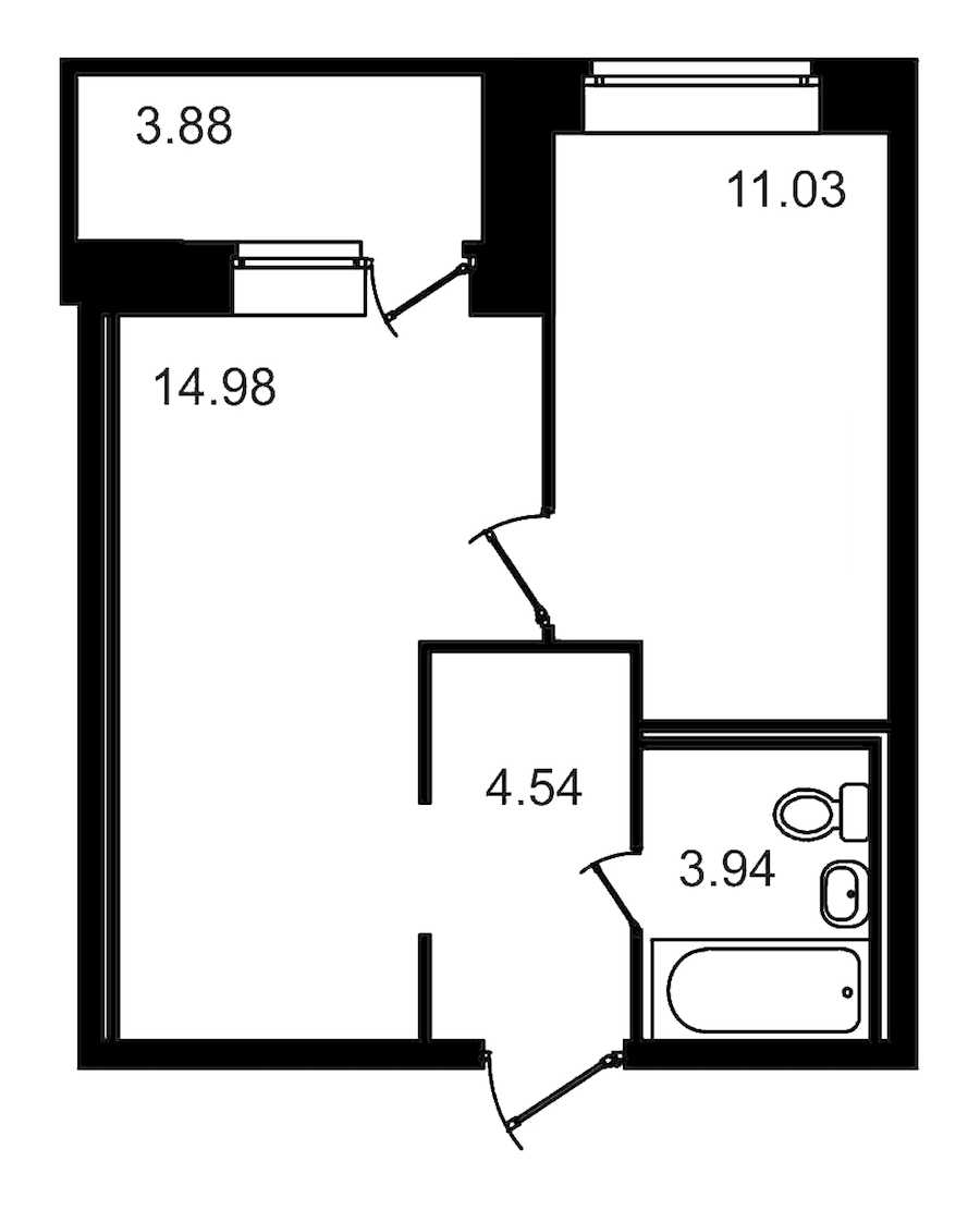 Однокомнатная квартира в : площадь 38.37 м2 , этаж: 3 – купить в Санкт-Петербурге