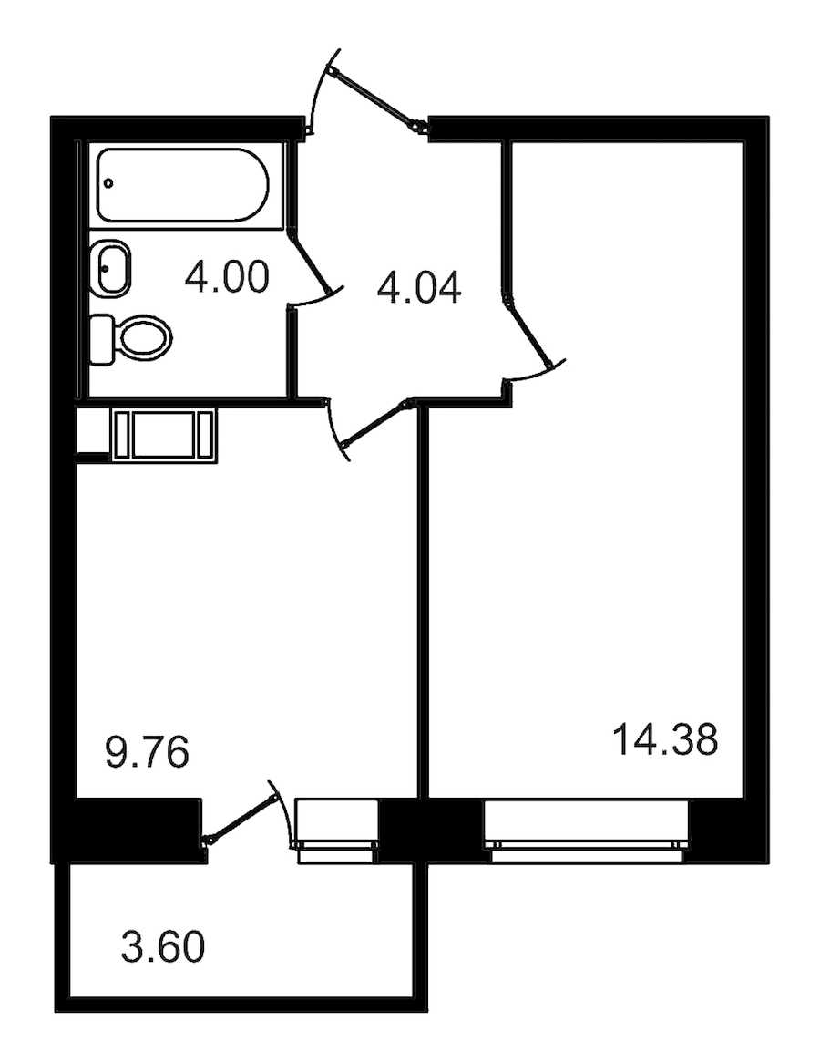 Однокомнатная квартира в : площадь 35.78 м2 , этаж: 11 – купить в Санкт-Петербурге