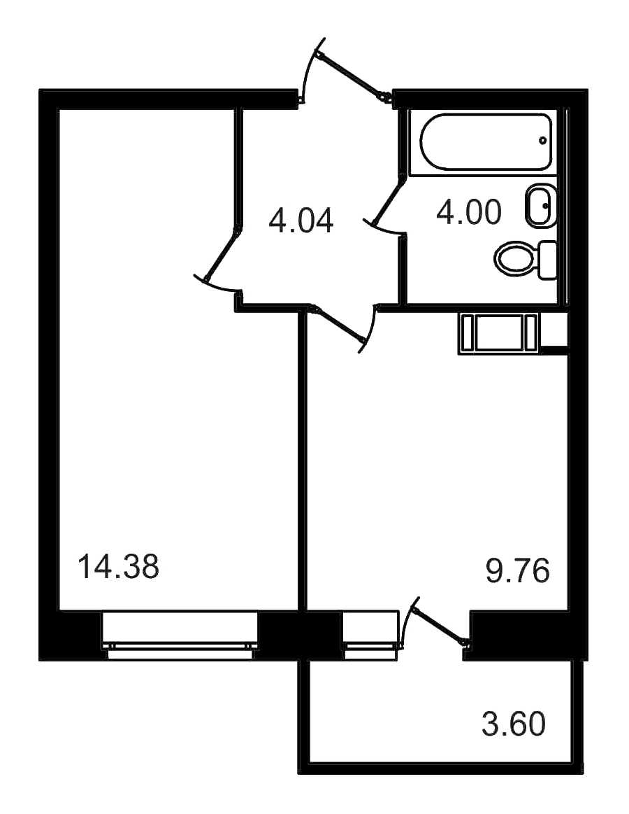Однокомнатная квартира в : площадь 35.78 м2 , этаж: 10 – купить в Санкт-Петербурге