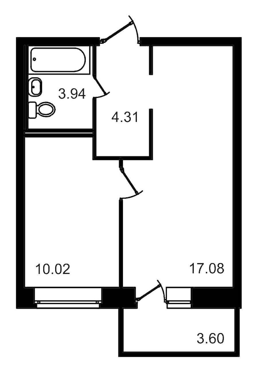 Однокомнатная квартира в : площадь 38.95 м2 , этаж: 5 – купить в Санкт-Петербурге
