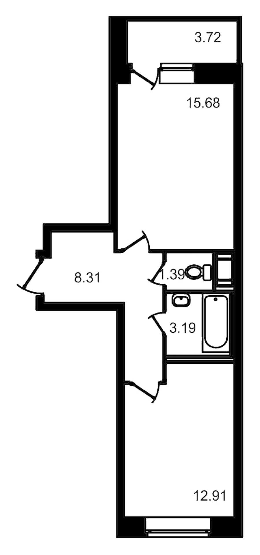 Однокомнатная квартира в : площадь 45.2 м2 , этаж: 12 – купить в Санкт-Петербурге