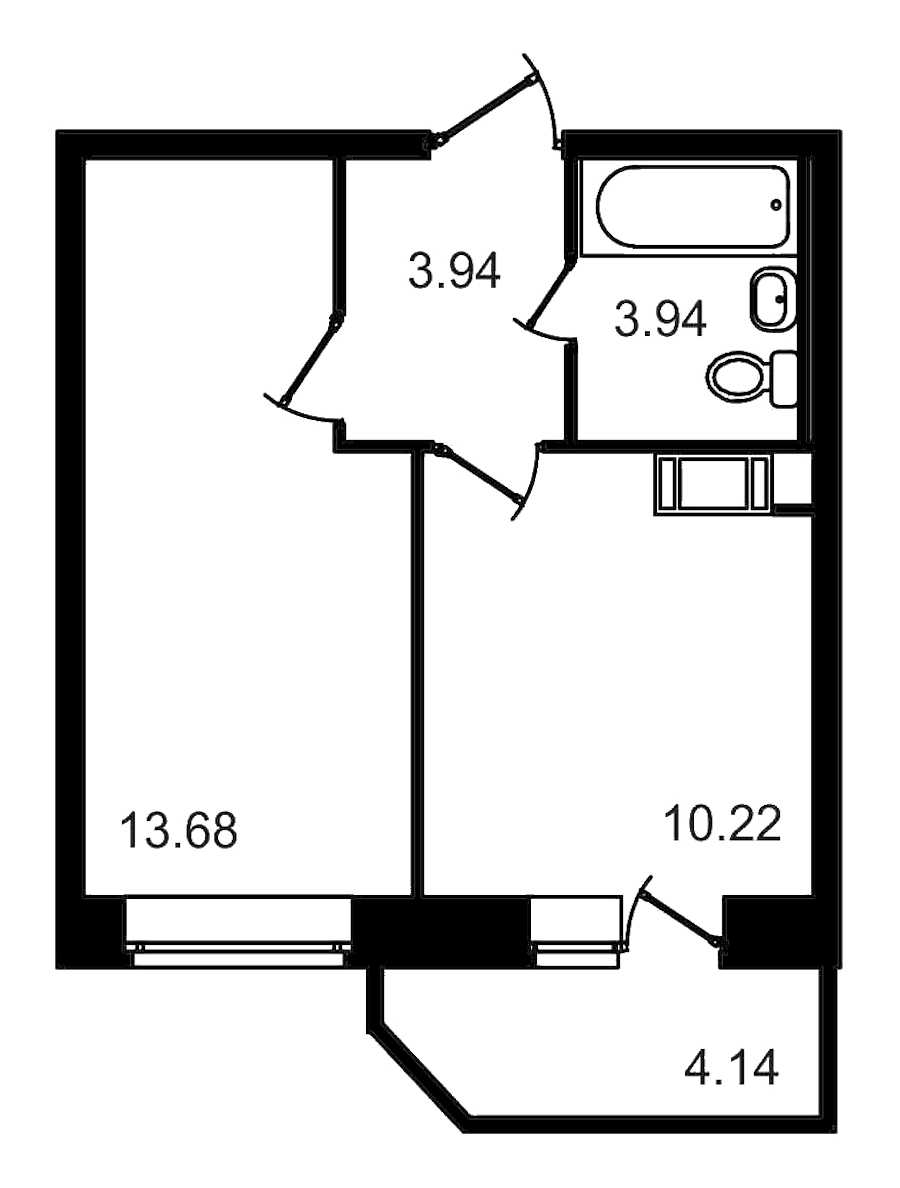 Однокомнатная квартира в : площадь 35.92 м2 , этаж: 5 – купить в Санкт-Петербурге