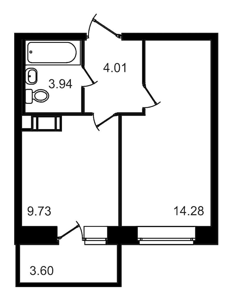 Однокомнатная квартира в : площадь 35.56 м2 , этаж: 2 – купить в Санкт-Петербурге