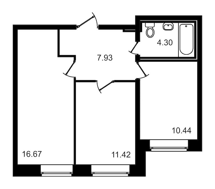 Двухкомнатная квартира в : площадь 50.76 м2 , этаж: 1 – купить в Санкт-Петербурге