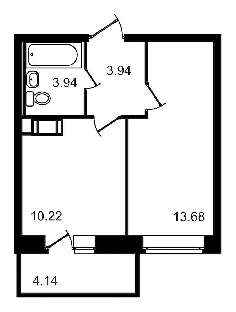 Однокомнатная квартира в : площадь 35.92 м2 , этаж: 2 – купить в Санкт-Петербурге