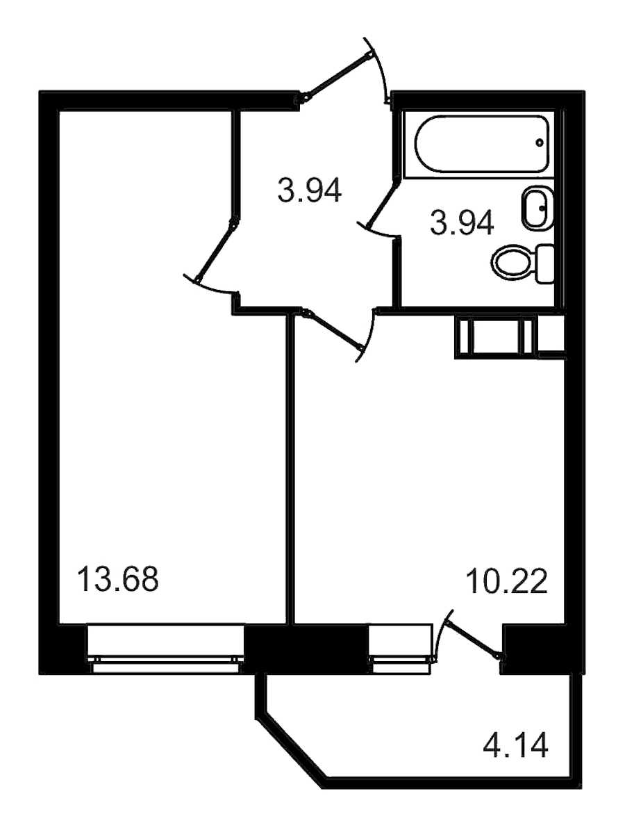 Однокомнатная квартира в : площадь 35.92 м2 , этаж: 2 – купить в Санкт-Петербурге