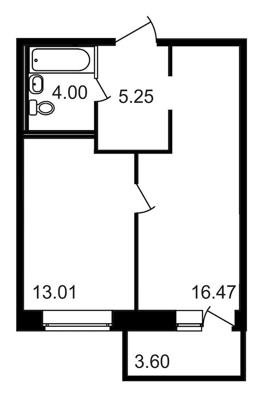 Однокомнатная квартира в : площадь 42.33 м2 , этаж: 16 – купить в Санкт-Петербурге