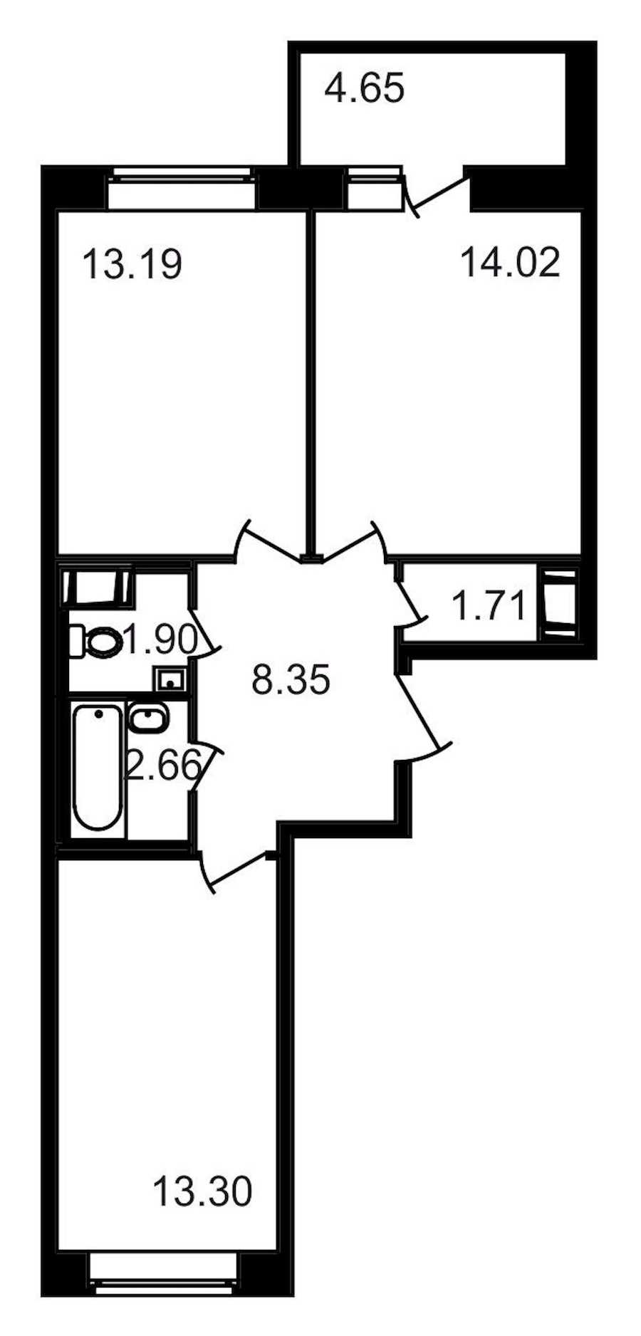Двухкомнатная квартира в : площадь 59.78 м2 , этаж: 17 – купить в Санкт-Петербурге
