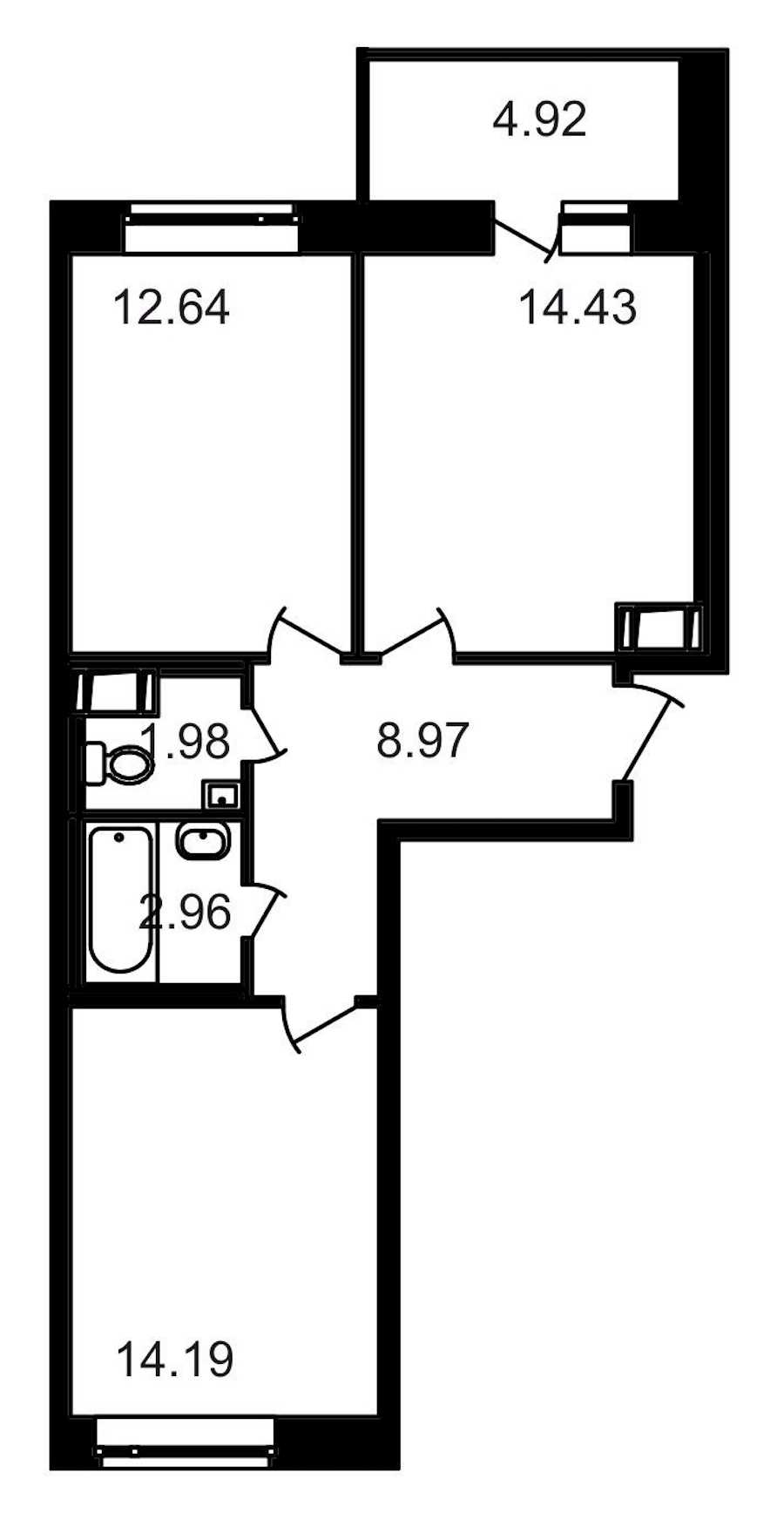 Двухкомнатная квартира в : площадь 60.09 м2 , этаж: 10 – купить в Санкт-Петербурге