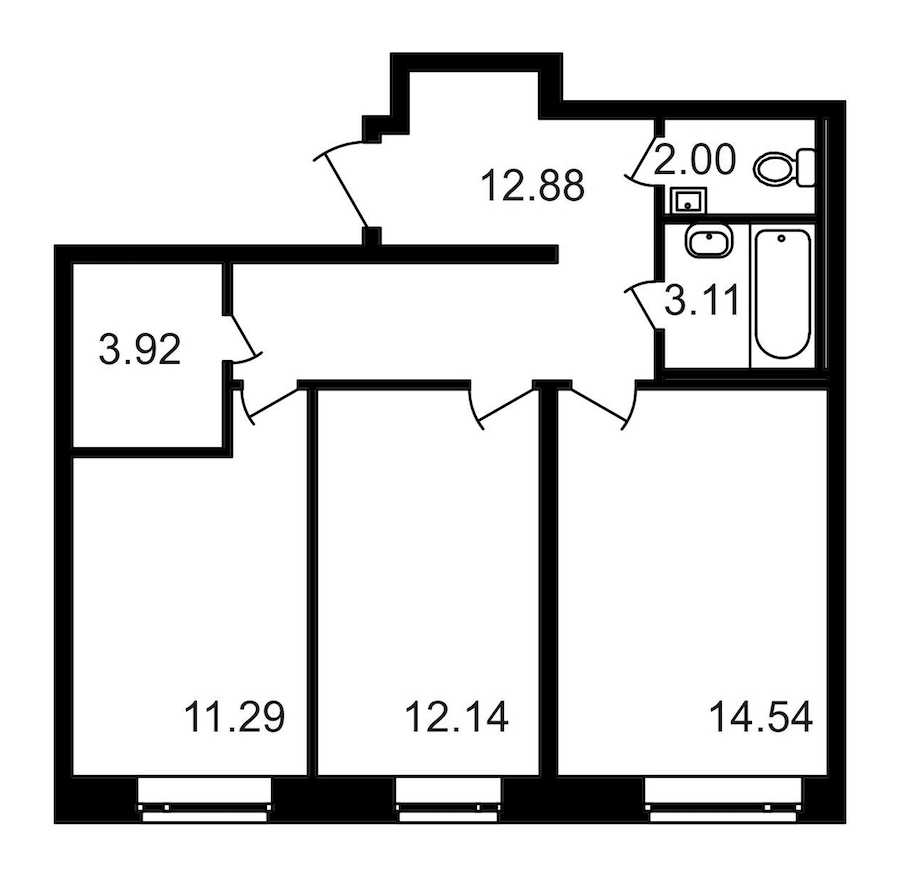 Двухкомнатная квартира в : площадь 59.88 м2 , этаж: 1 – купить в Санкт-Петербурге