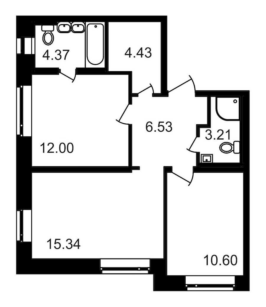 Двухкомнатная квартира в : площадь 56.48 м2 , этаж: 1 – купить в Санкт-Петербурге