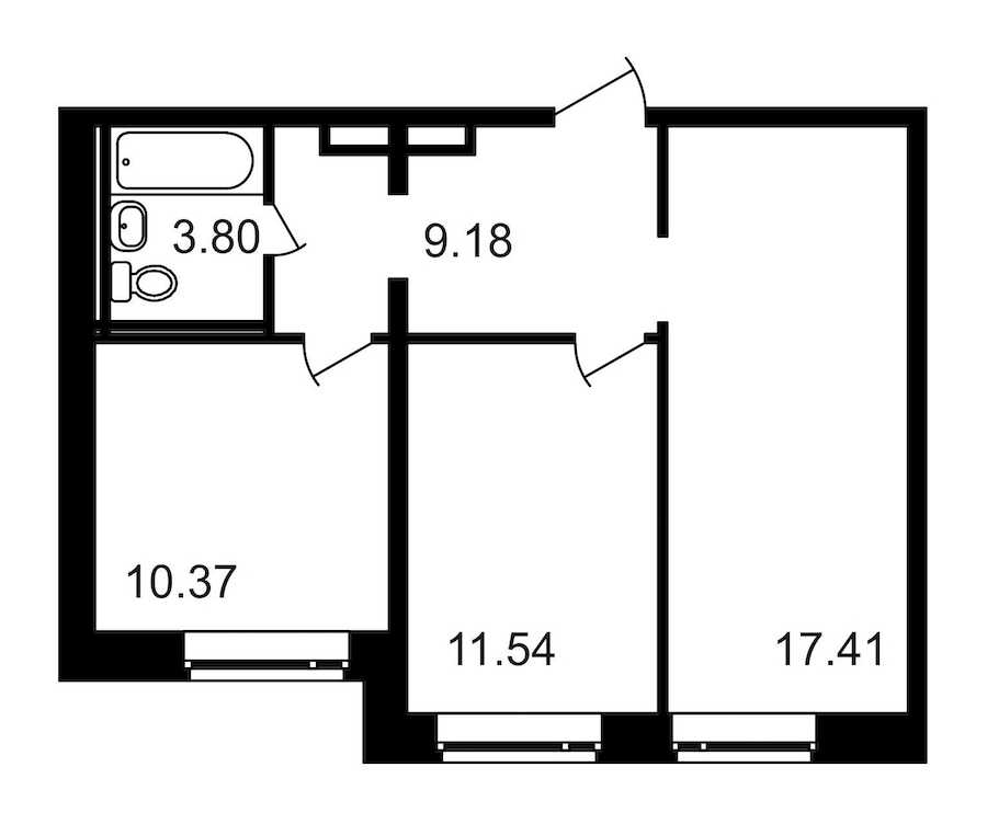Двухкомнатная квартира в : площадь 52.3 м2 , этаж: 1 – купить в Санкт-Петербурге