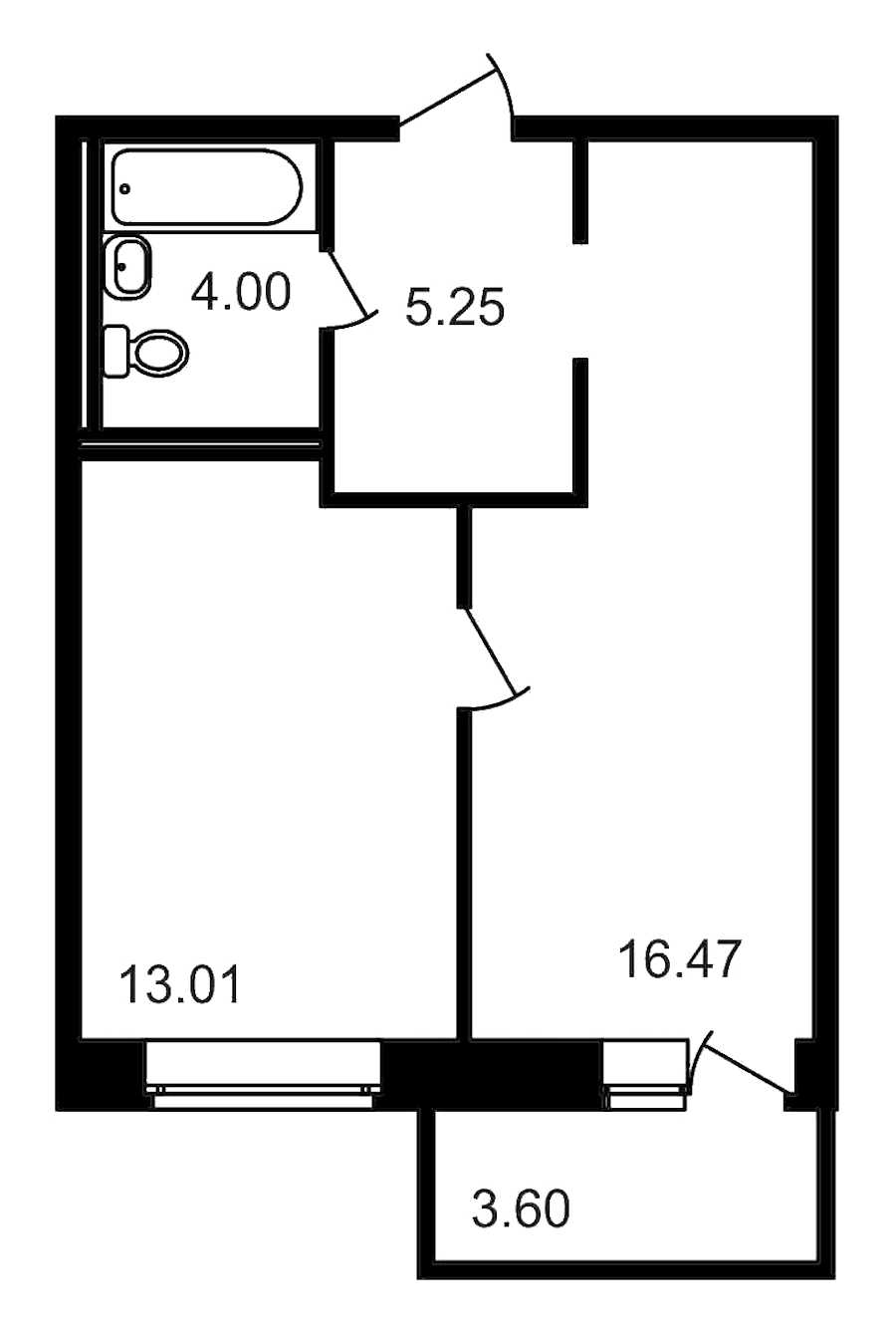 Однокомнатная квартира в : площадь 42.33 м2 , этаж: 16 – купить в Санкт-Петербурге