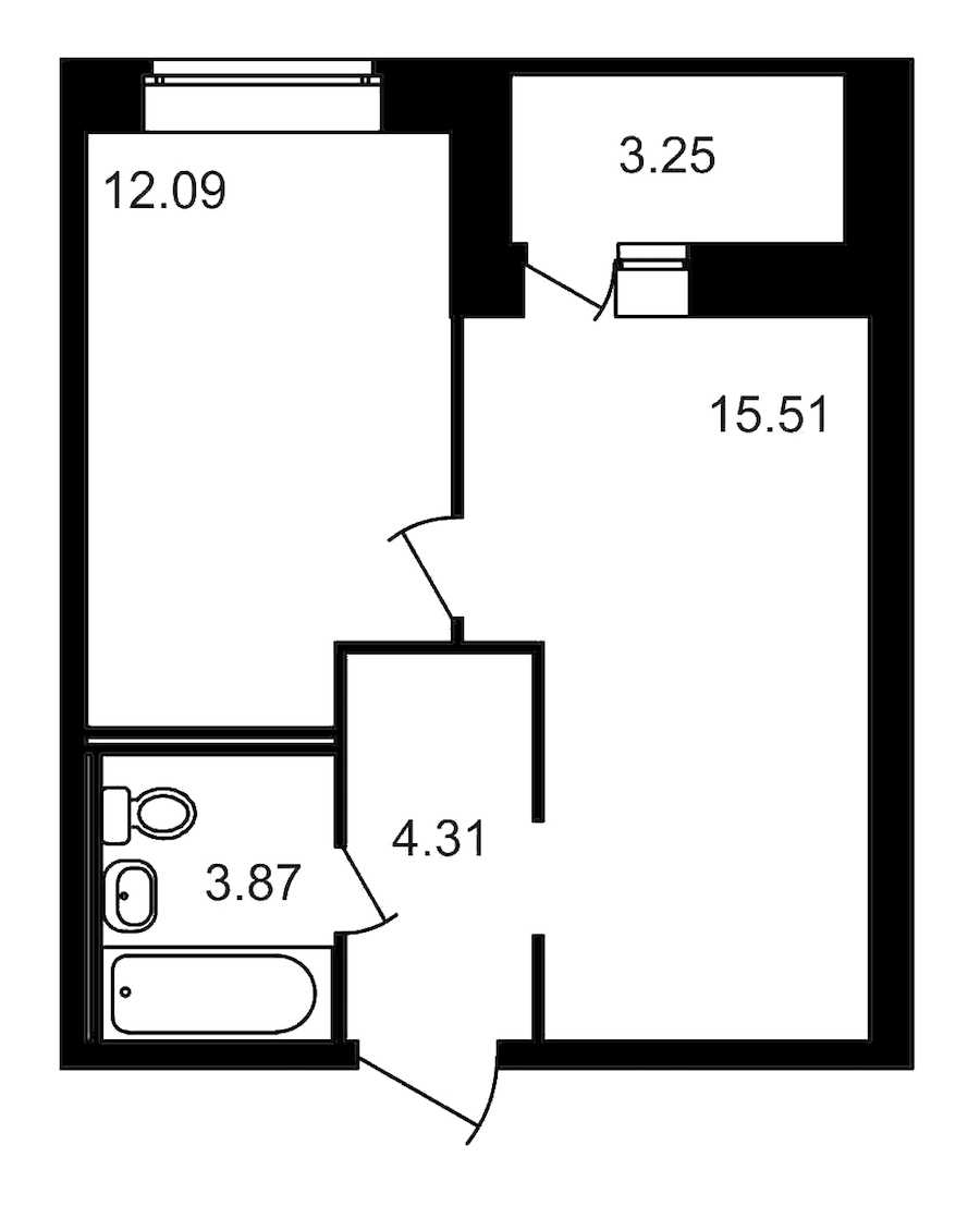 Однокомнатная квартира в : площадь 39.03 м2 , этаж: 11 – купить в Санкт-Петербурге