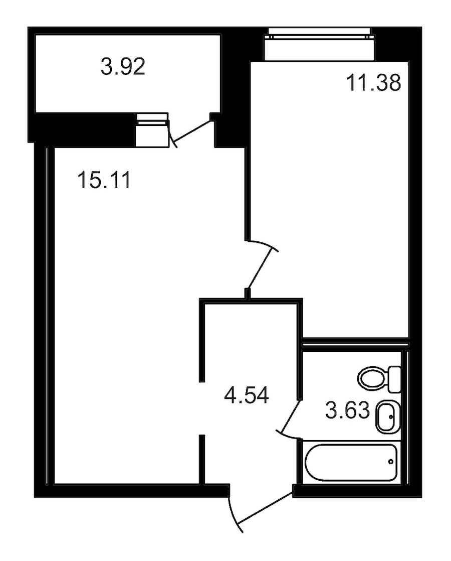 Однокомнатная квартира в : площадь 38.58 м2 , этаж: 6 – купить в Санкт-Петербурге