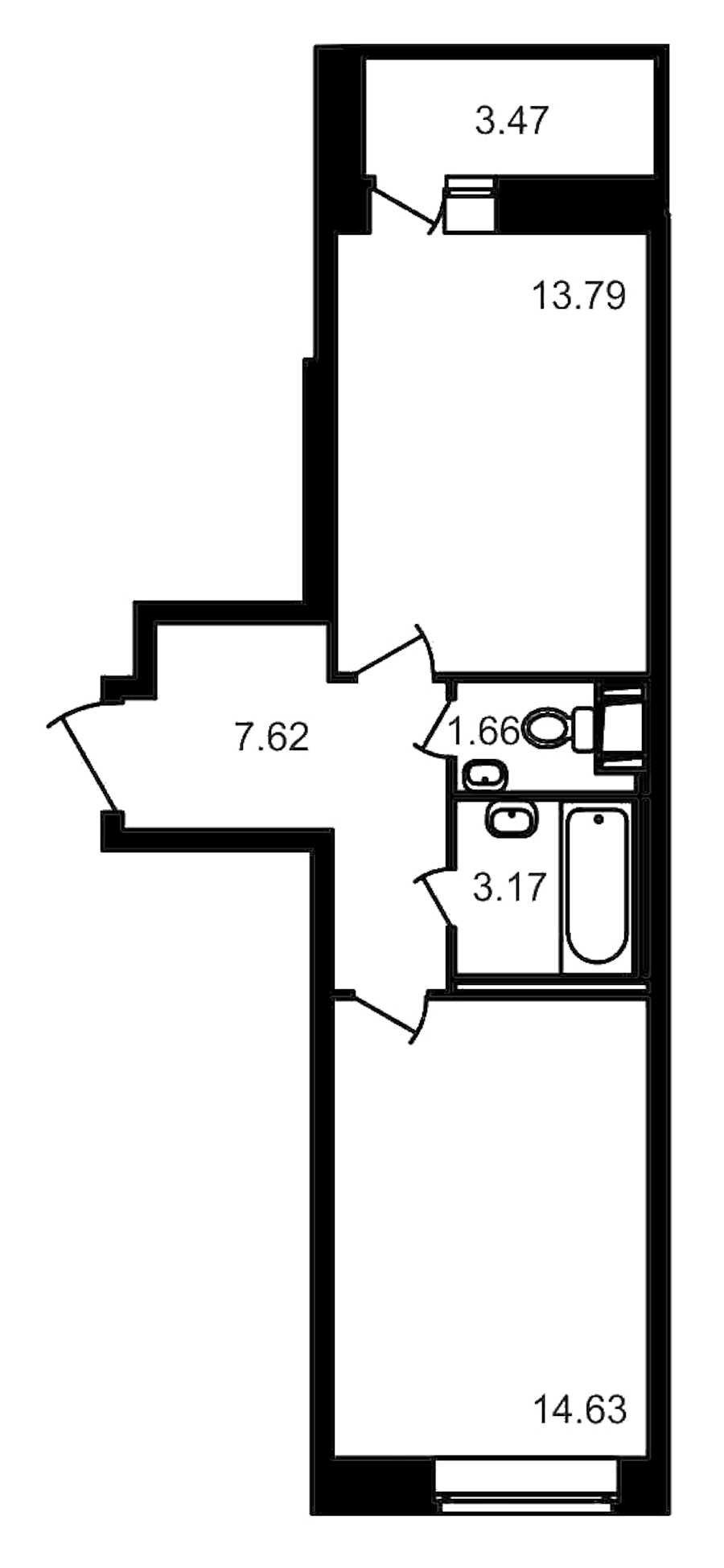 Однокомнатная квартира в : площадь 44.35 м2 , этаж: 10 – купить в Санкт-Петербурге