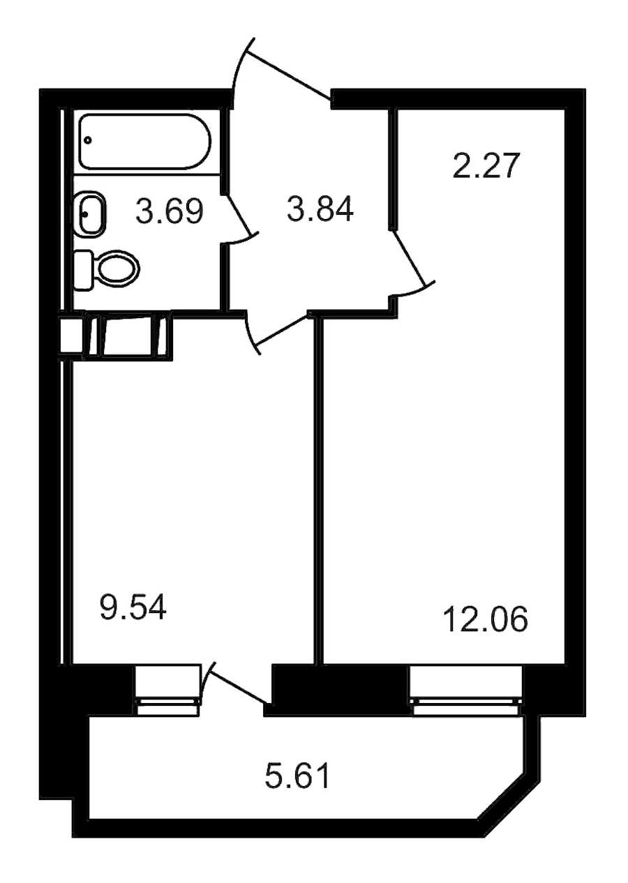 Однокомнатная квартира в : площадь 37.01 м2 , этаж: 16 – купить в Санкт-Петербурге
