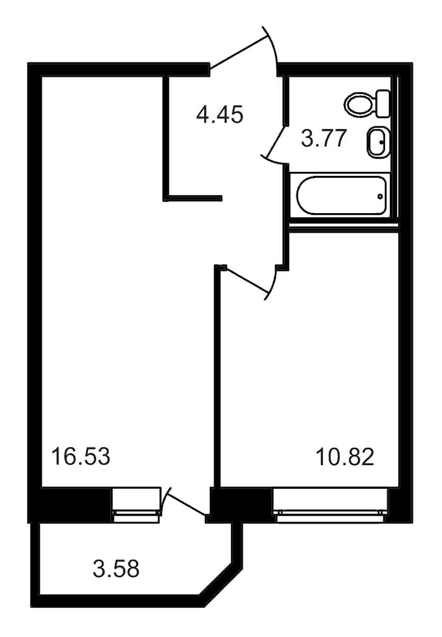 Однокомнатная квартира в : площадь 39.15 м2 , этаж: 16 – купить в Санкт-Петербурге