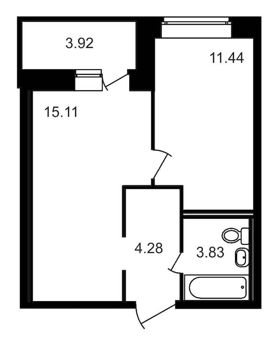 Однокомнатная квартира в : площадь 38.58 м2 , этаж: 7 – купить в Санкт-Петербурге