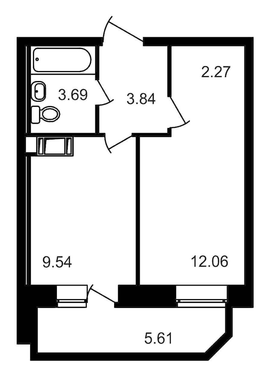 Однокомнатная квартира в : площадь 37.01 м2 , этаж: 16 – купить в Санкт-Петербурге