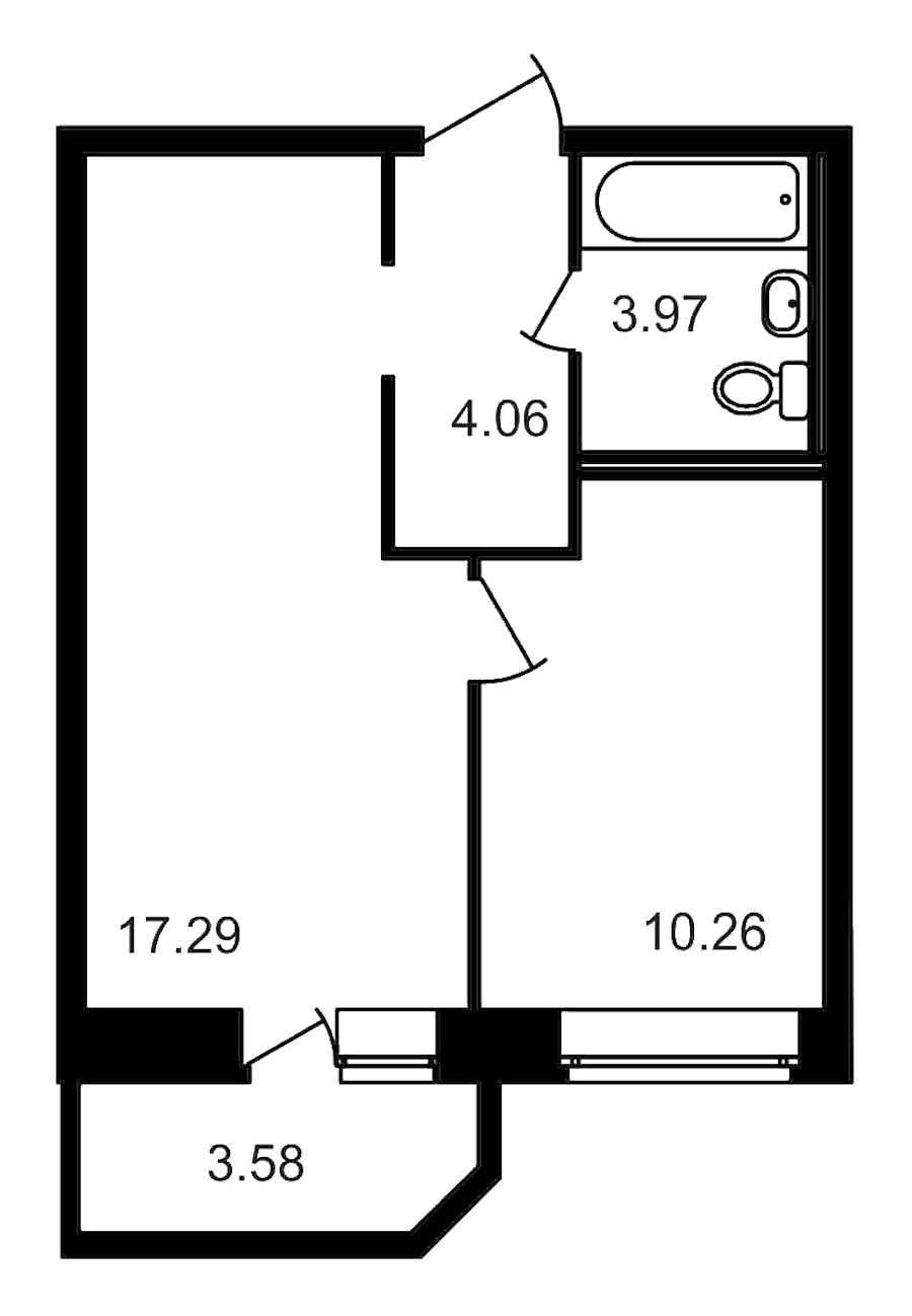 Однокомнатная квартира в : площадь 39.16 м2 , этаж: 11 – купить в Санкт-Петербурге