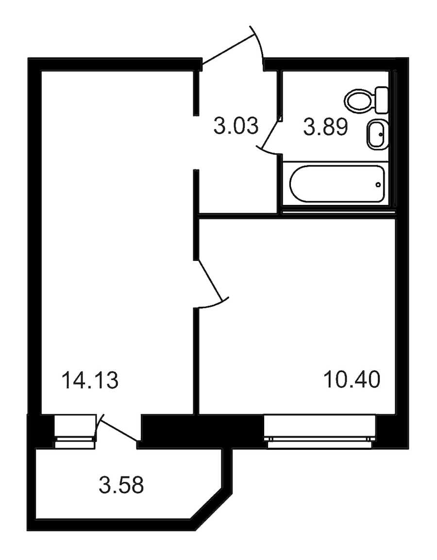 Однокомнатная квартира в : площадь 35.03 м2 , этаж: 16 – купить в Санкт-Петербурге