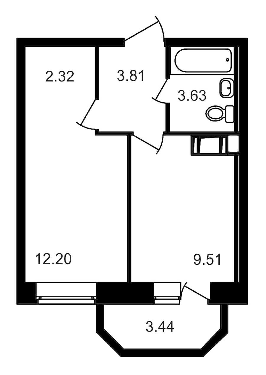 Однокомнатная квартира в : площадь 34.91 м2 , этаж: 6 – купить в Санкт-Петербурге