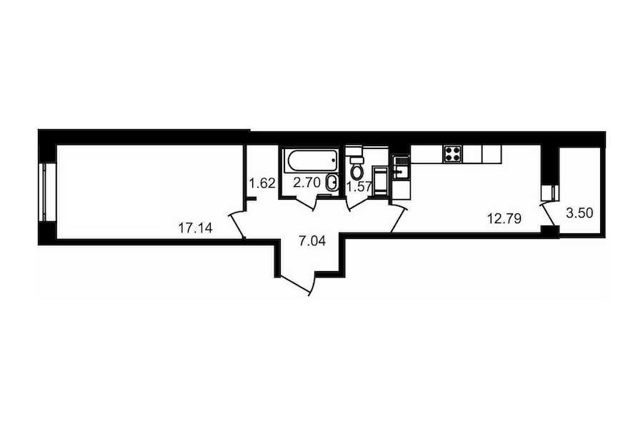 Однокомнатная квартира в : площадь 46.36 м2 , этаж: 12 – купить в Санкт-Петербурге