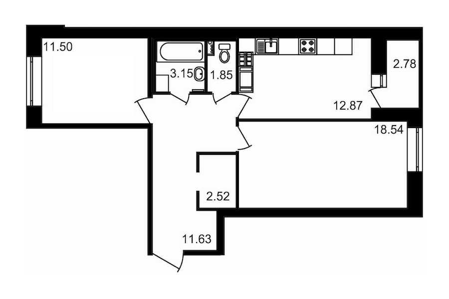 Двухкомнатная квартира в : площадь 64.84 м2 , этаж: 17 – купить в Санкт-Петербурге