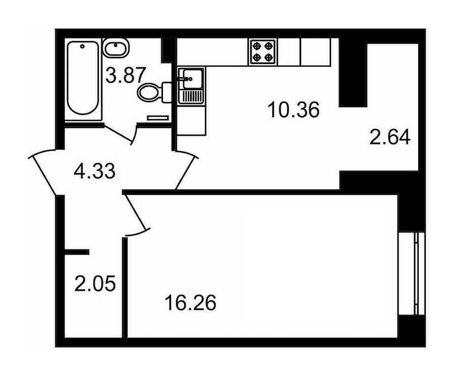 Однокомнатная квартира в : площадь 39.51 м2 , этаж: 17 – купить в Санкт-Петербурге