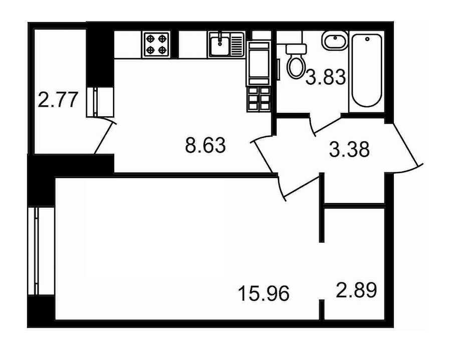 Однокомнатная квартира в : площадь 37.46 м2 , этаж: 17 – купить в Санкт-Петербурге