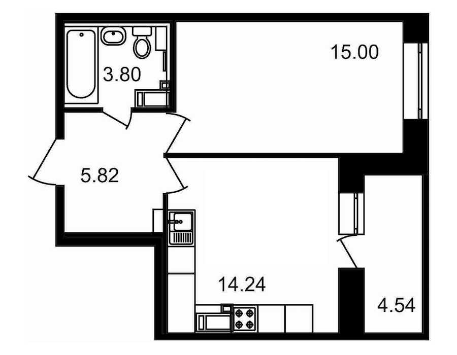 Однокомнатная квартира в : площадь 43.4 м2 , этаж: 16 – купить в Санкт-Петербурге