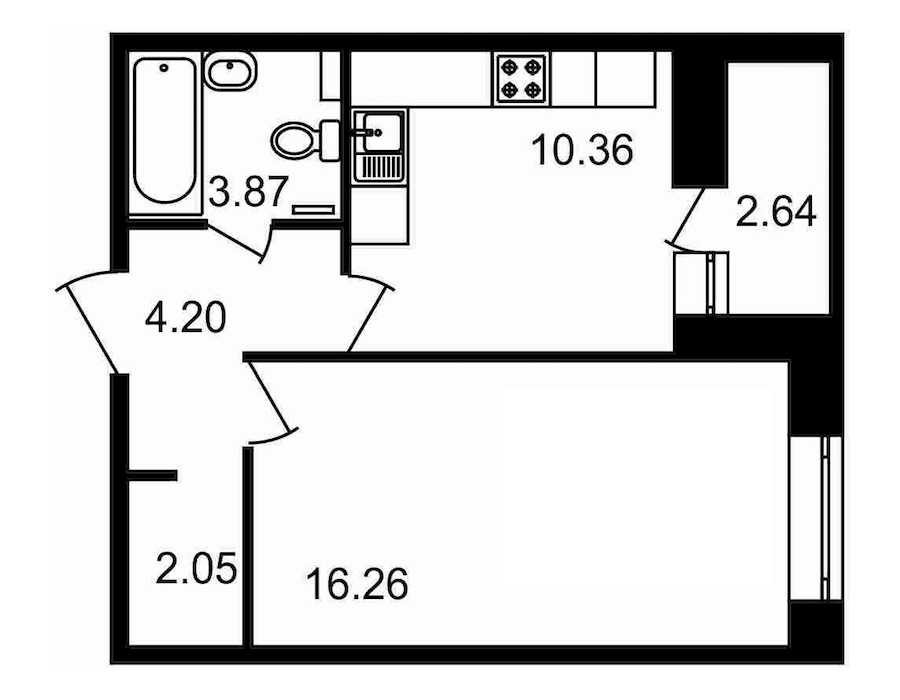 Однокомнатная квартира в : площадь 39.38 м2 , этаж: 17 – купить в Санкт-Петербурге