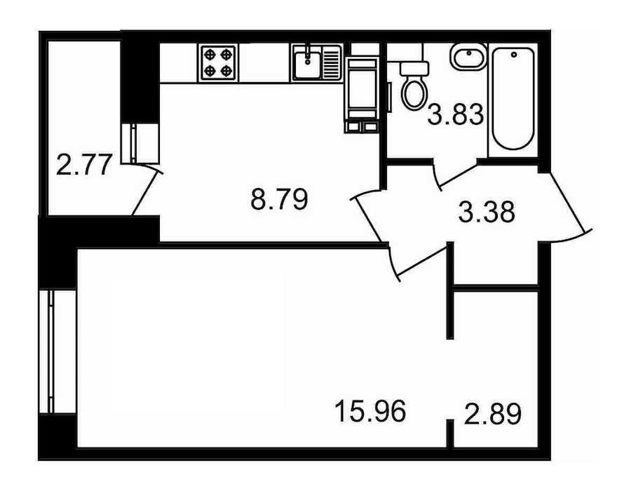 Однокомнатная квартира в : площадь 37.62 м2 , этаж: 15 – купить в Санкт-Петербурге