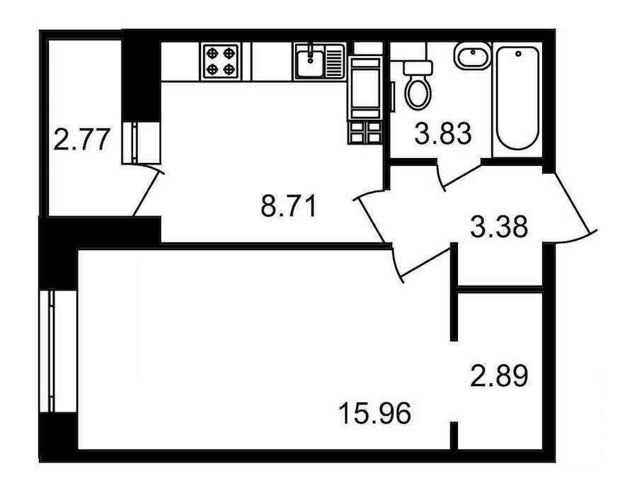 Однокомнатная квартира в : площадь 37.54 м2 , этаж: 16 – купить в Санкт-Петербурге