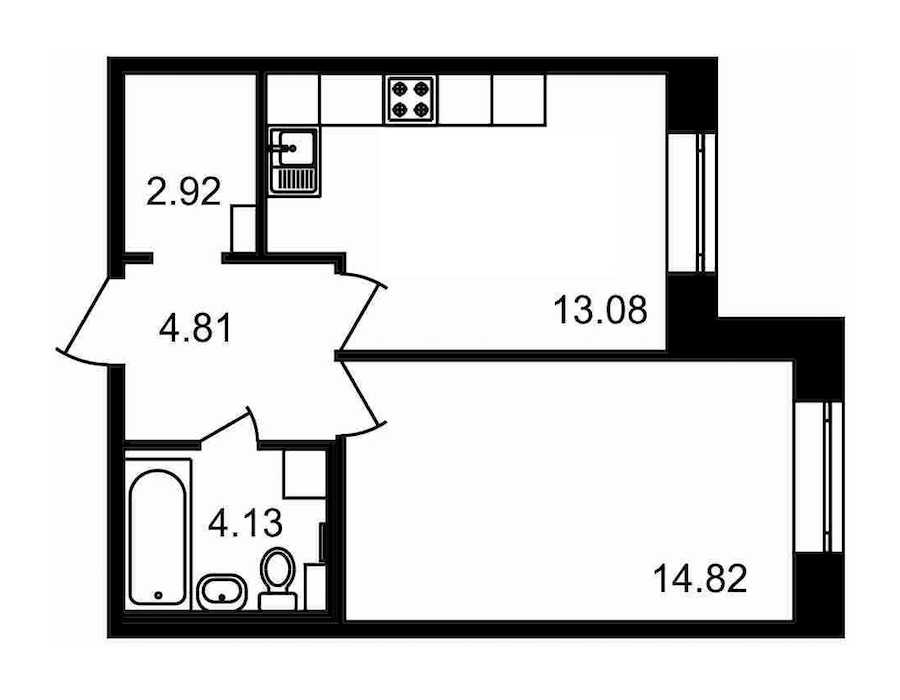 Однокомнатная квартира в : площадь 39.76 м2 , этаж: 1 – купить в Санкт-Петербурге