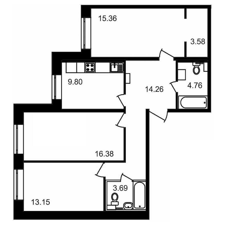 Трехкомнатная квартира в : площадь 80.98 м2 , этаж: 1 – купить в Санкт-Петербурге