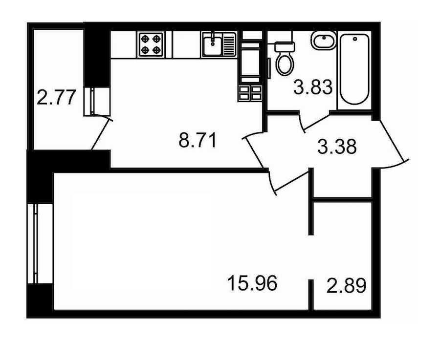 Однокомнатная квартира в : площадь 37.54 м2 , этаж: 16 – купить в Санкт-Петербурге