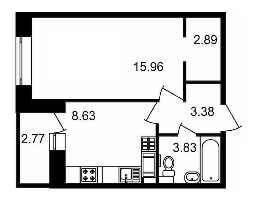 Однокомнатная квартира в : площадь 37.46 м2 , этаж: 17 – купить в Санкт-Петербурге