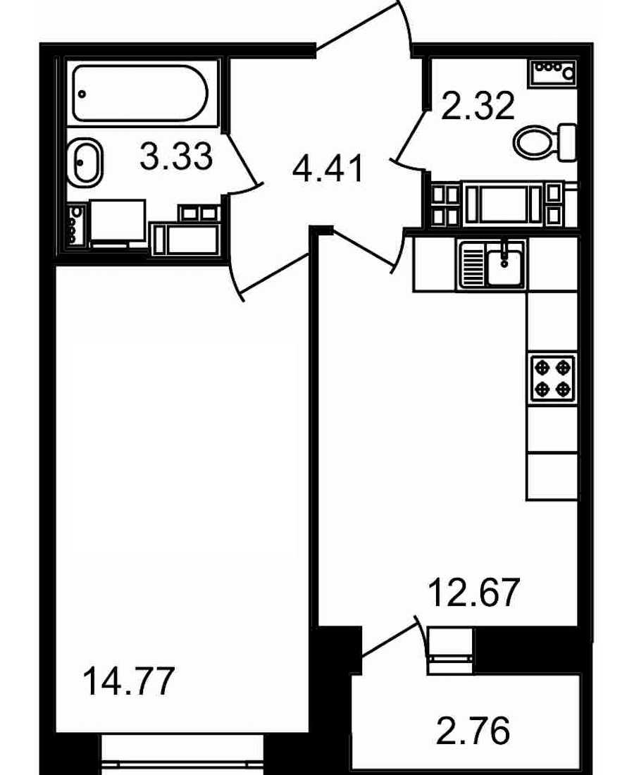 Однокомнатная квартира в : площадь 40.26 м2 , этаж: 17 – купить в Санкт-Петербурге