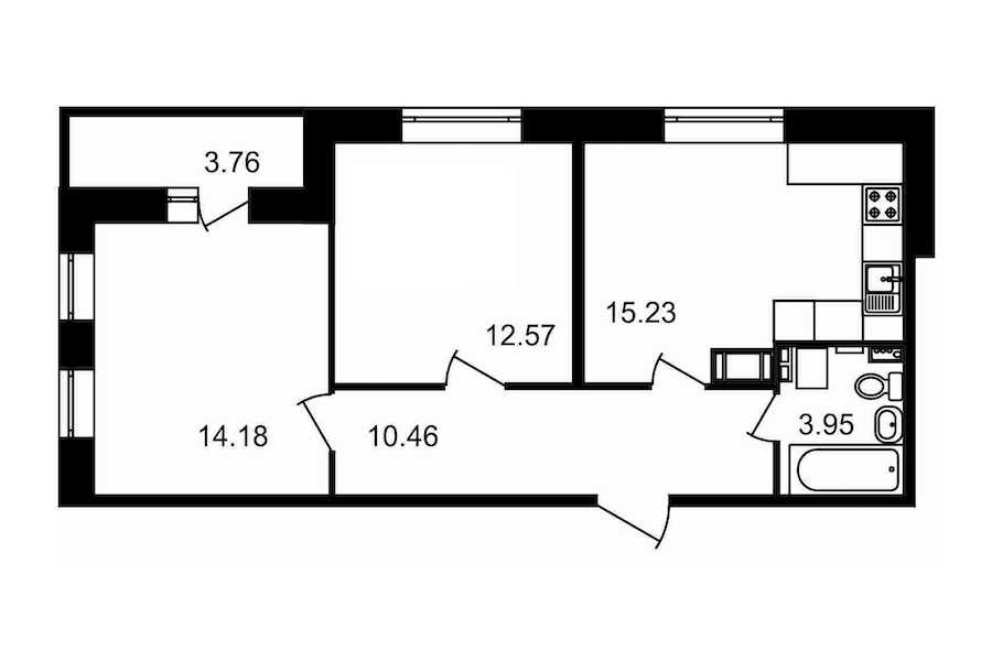 Двухкомнатная квартира в : площадь 60.15 м2 , этаж: 15 – купить в Санкт-Петербурге